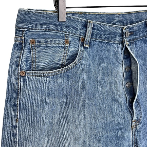 Vintage Levis 501 Cut Off Jean Shorts Size 16 High Rise Button Fly Raw Hem 1990s - Picture 3 of 8